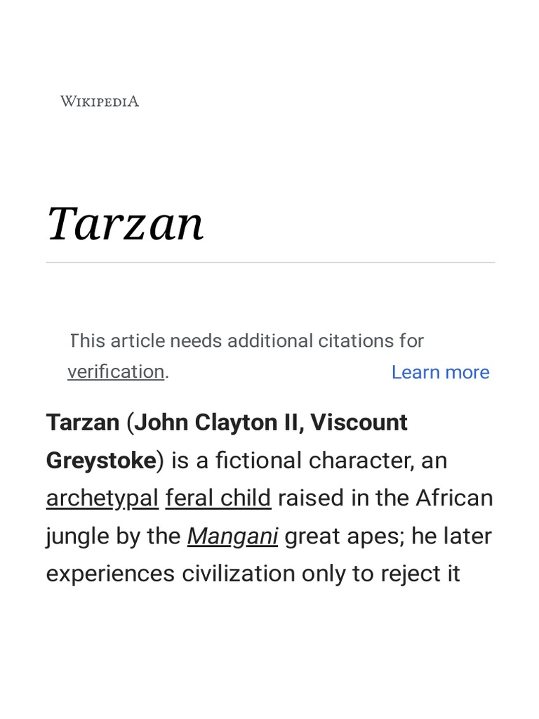 Tarzan Wikipedia Pdf Pdf Tarzan Edgar Rice Burroughs