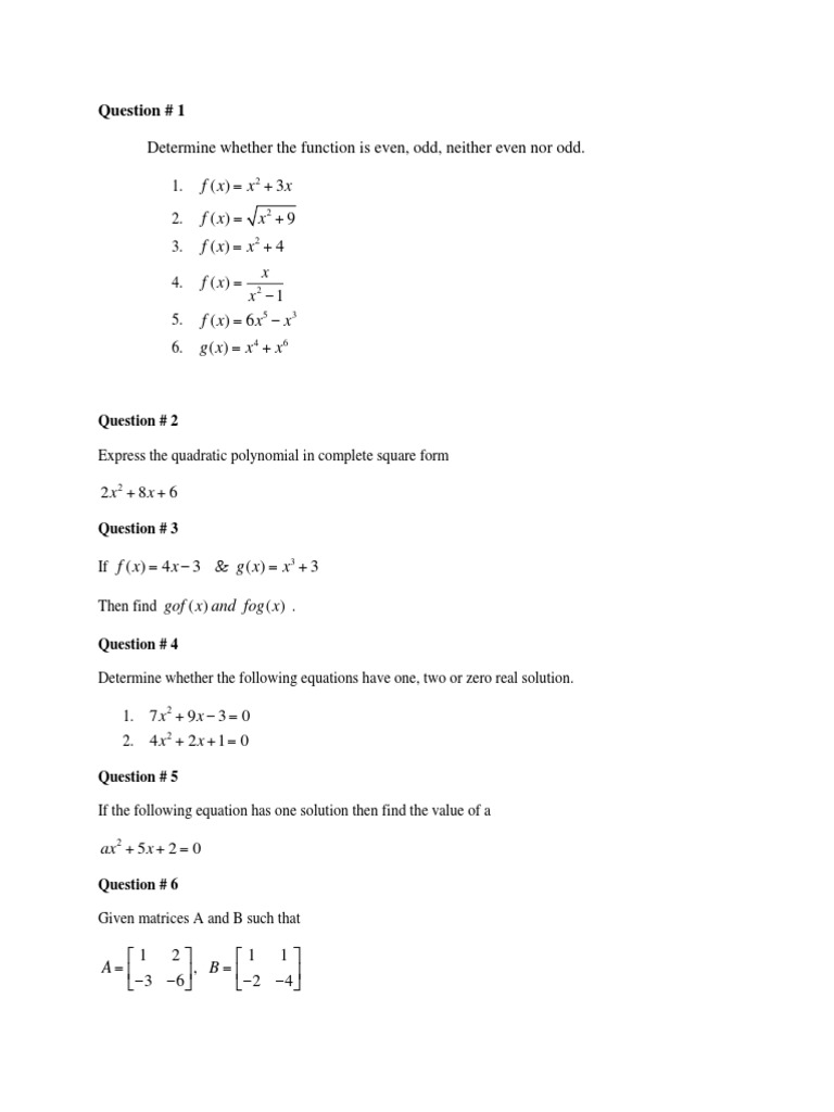 Practice Questions Lecture 6 To 10 | PDF