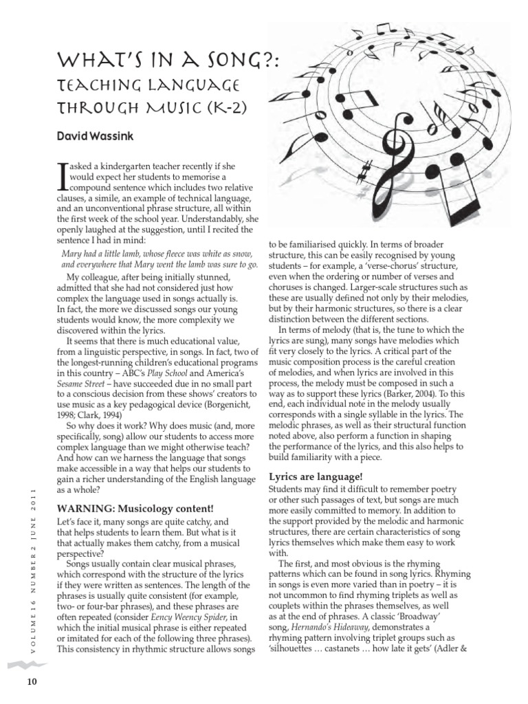 Enhancing Literacy Through Song Lyrics | PDF | Lyrics | Syllable