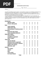 Demonstration Speech Rubric