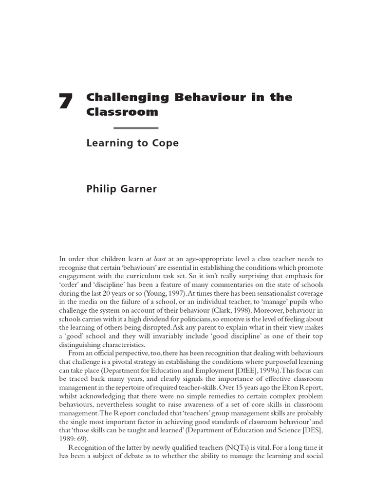 Managing Challenging Classroom Behaviors | PDF | Classroom Management ...