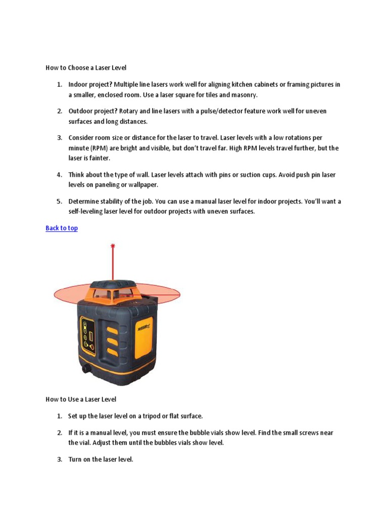 Choosing the Right Laser Level | PDF | Laser | Tools