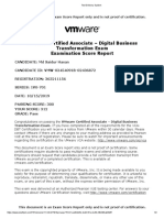 Vmware Certified Associate - Digital Business Transformation Exam Examination Score Report
