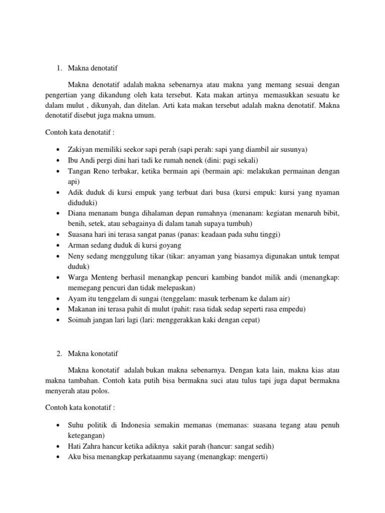 Contoh Kata Denotatif Konotatif Dan Emotif