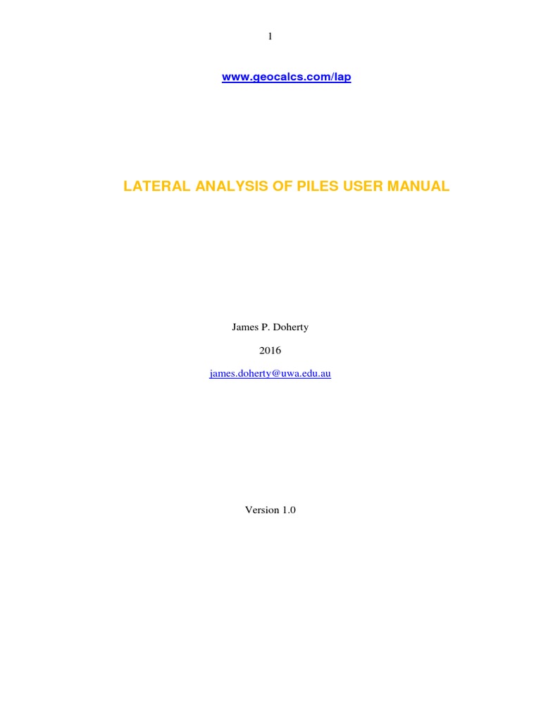 Lateral Analysis of Piles Manual | PDF | Deep Foundation | Bending