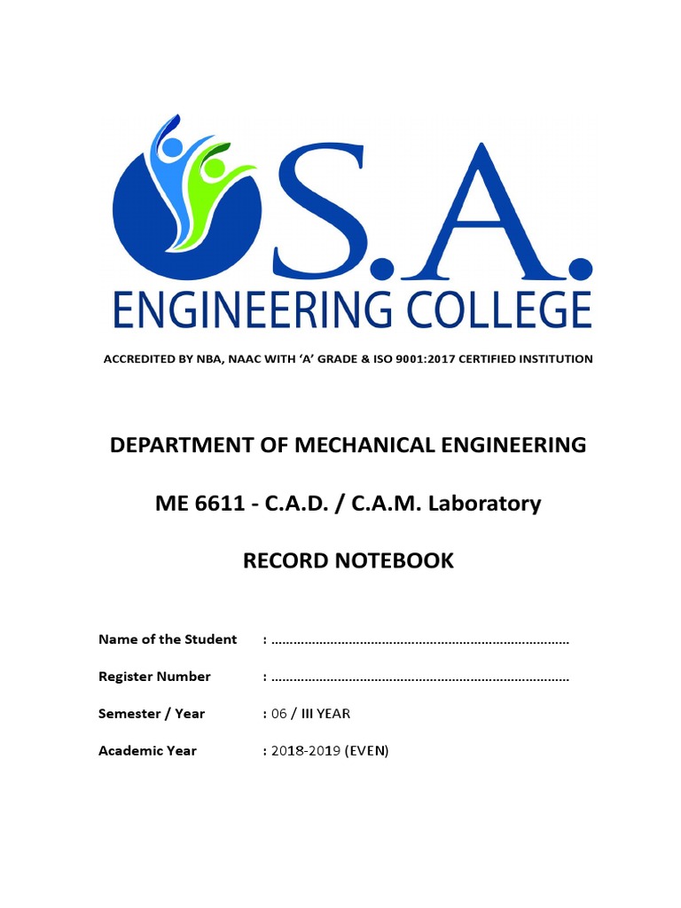 Final CadCam Lab Manual PDF Servomechanism Electric Motor