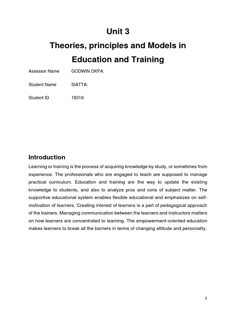 Learning Theories in Education and Training | PDF | Educational ...