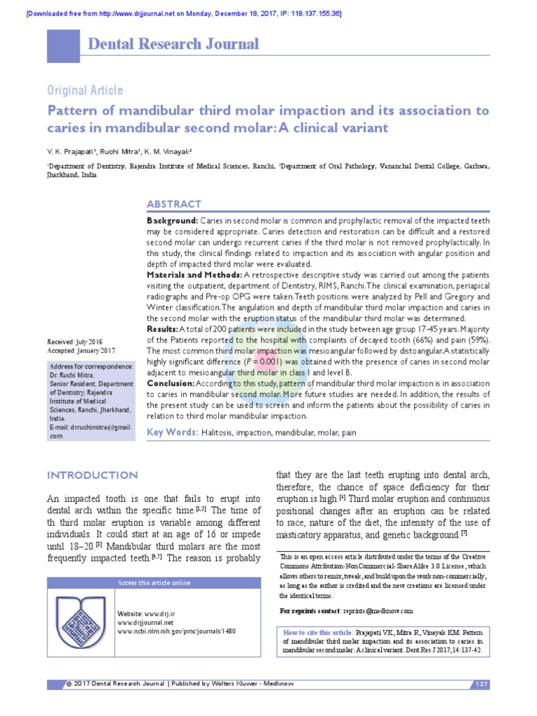 Dental Research Journal | PDF | Dentistry | Human Tooth