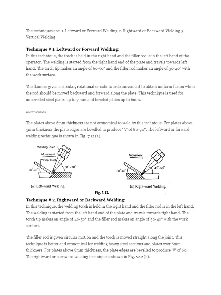 Technique 1. Leftward or Forward Welding Advertisements PDF