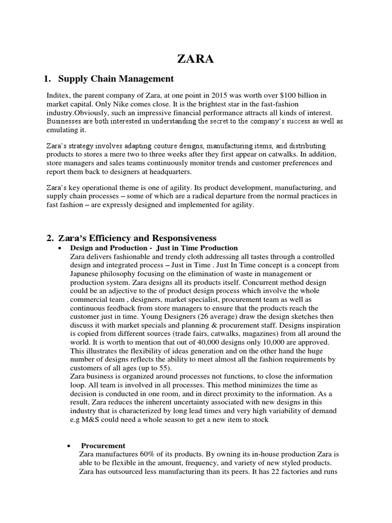 Zara's Agile Supply Chain Enabling Fast Fashion Through Integrated