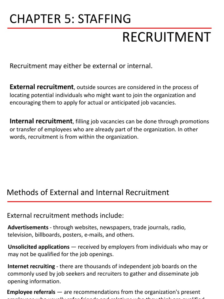 Chapter 5: Staffing: Recruitment | PDF | Recruitment | Employment