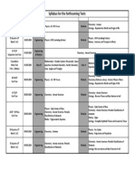 Syllabus For The Forthcoming Tests