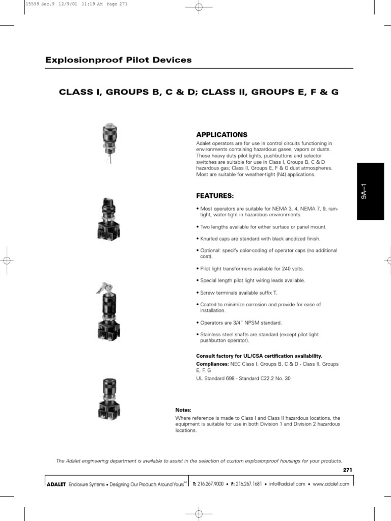 Explosionproof Pilot Devices Overview | PDF | Light Emitting Diode | Switch