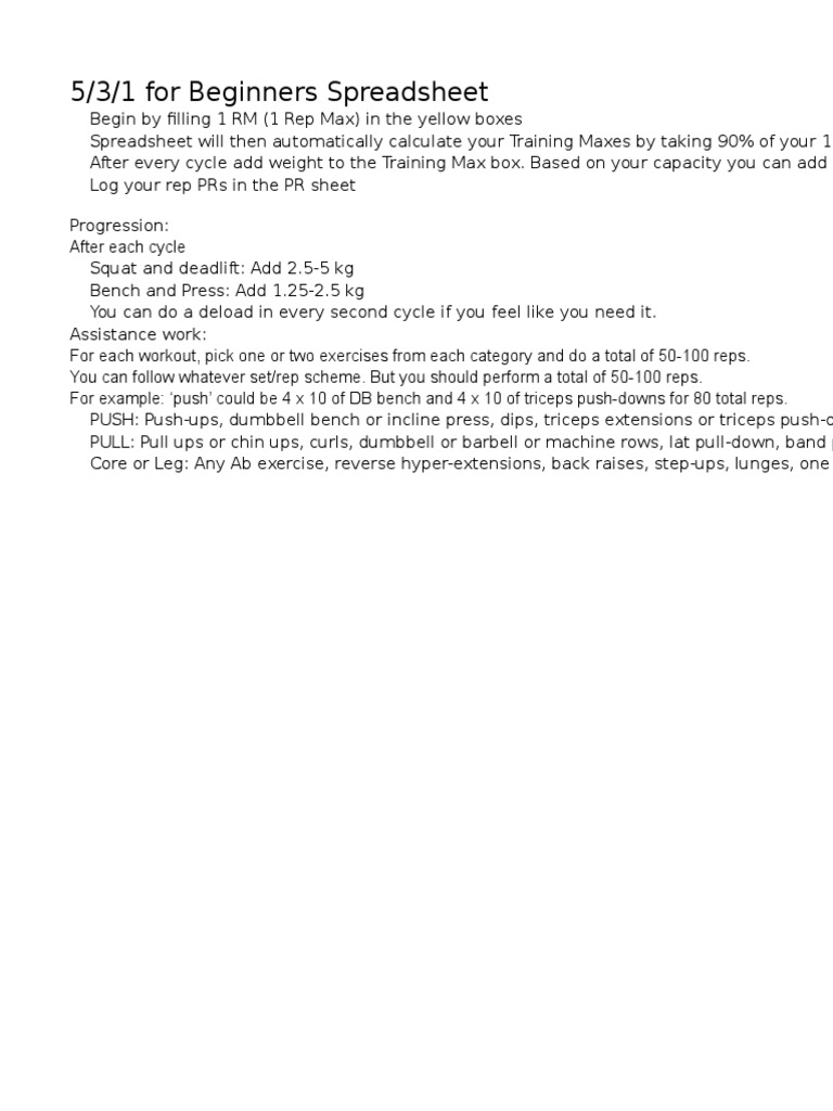 531 For Beginners | PDF | Recreation | Weight Training