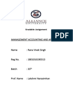 Management Accounting and Analysis: Name: Rana Vivek Singh