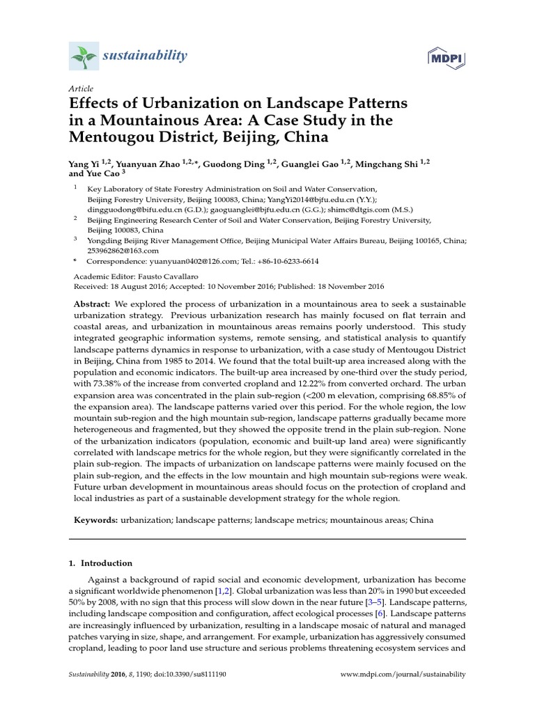 Effects of Urbanization On Landscape Patterns in A PDF | PDF ...