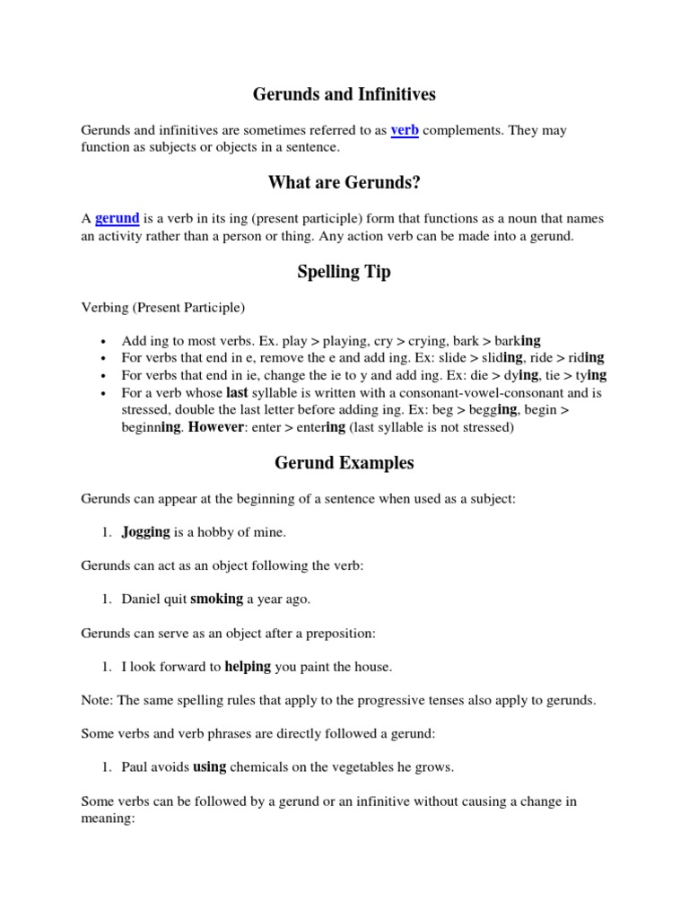 Gerund Verb Grammatical Conjugation
