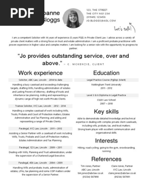 Law Cv Template 2 Pdf Solicitor Probate