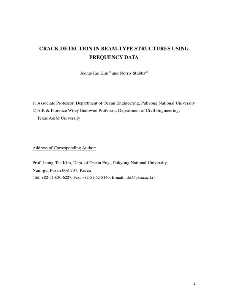 Crack Detection in Beam Type Structure Using Frequ | PDF | Normal Mode ...