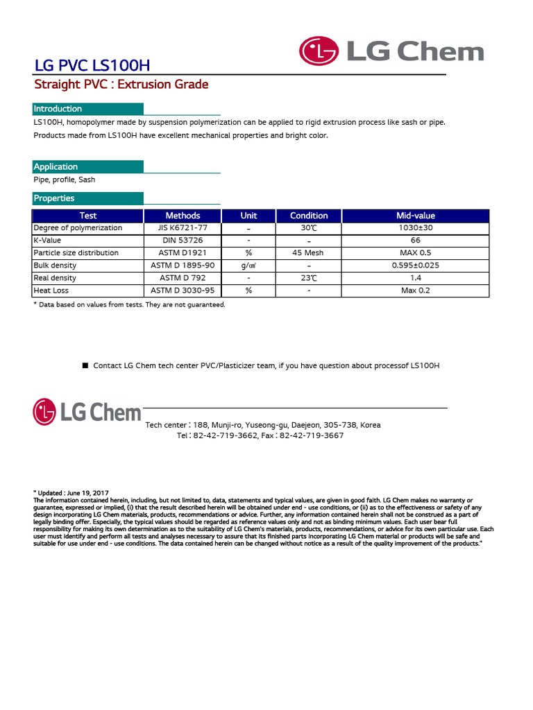 LG PVC Ls100H Straight PVC Extrusion Grade PDF Polyvinyl Chloride