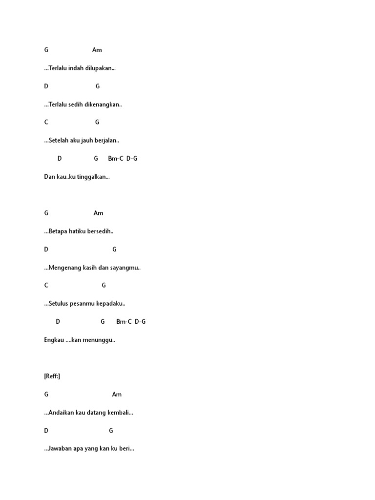 Chord Lagu Andaikan Kau Datang Kembali Mudah