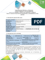 Guía de Actividades y Rúbrica de Evaluación - Paso 3 - Conocer El Proceso de Fotosíntesis y Metabolismo en Las Plantas