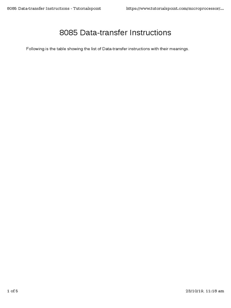 8085 Data-Transfer Instructions | PDF | Computer Data | Areas Of ...