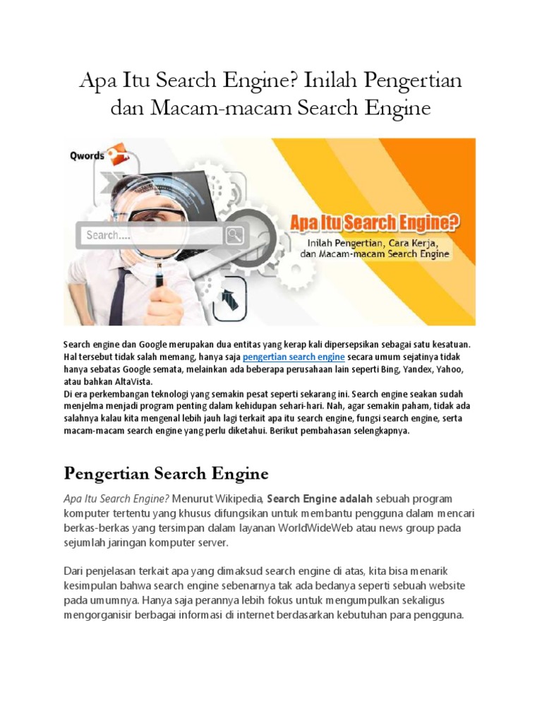 Pengertian dan Macam Search Engine | PDF