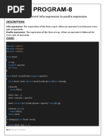 Program-8: AIM: Program To Convert Infix Expression To Postfix Expression. Description