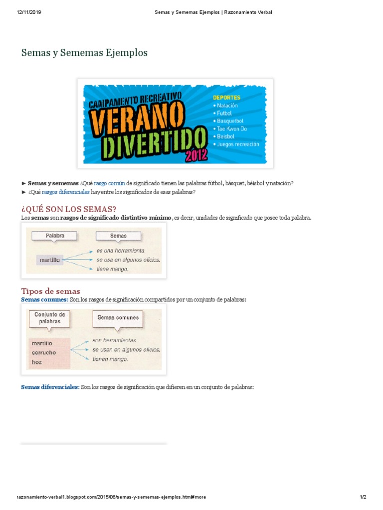 Semas y Sememas: Definición y Ejemplos | PDF