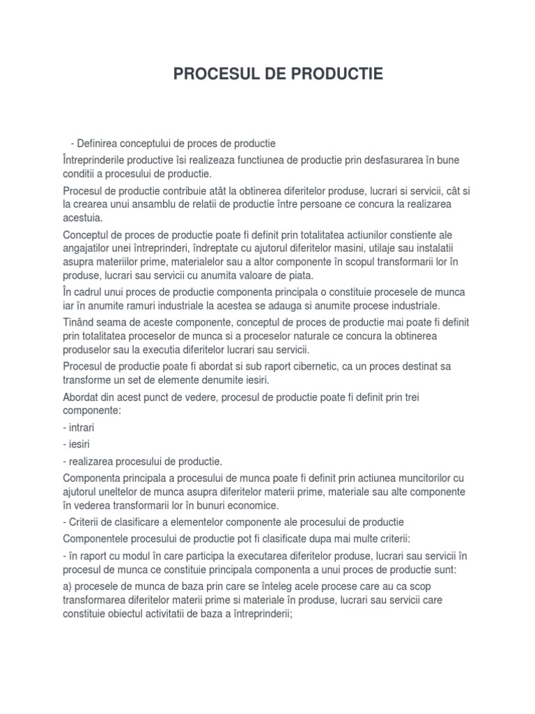 Procesul de Productie | PDF