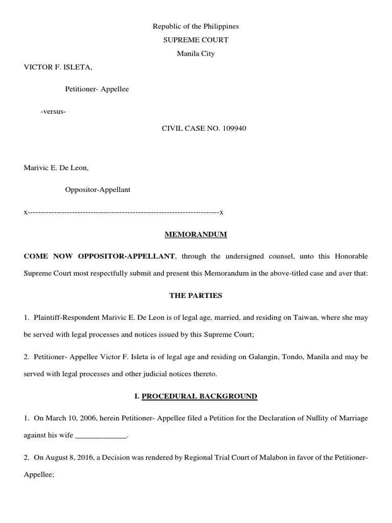 Memorandum Appeal Supreme Courts