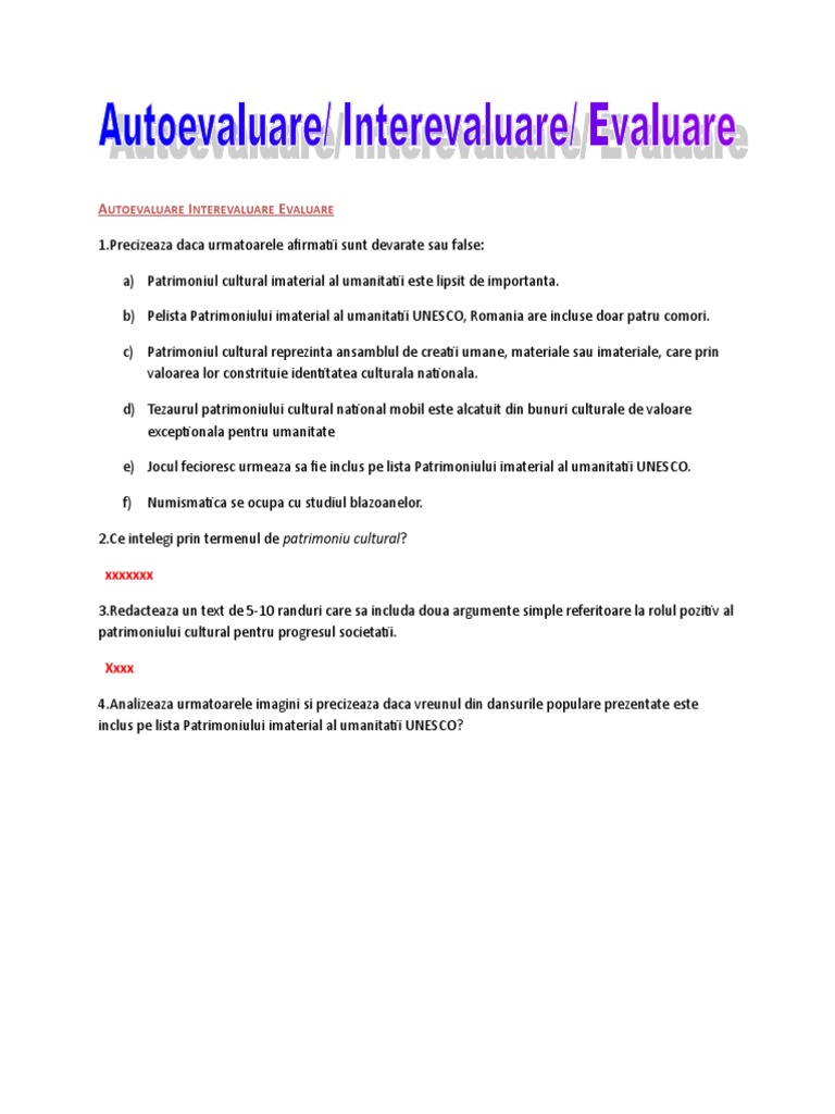 Autoevaluare Interevaluare Evaluare Pag 19 | PDF