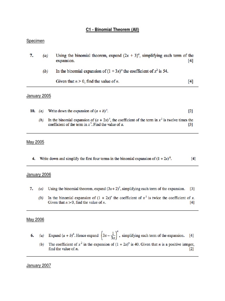 C1 Binomial Theorem Overview | PDF