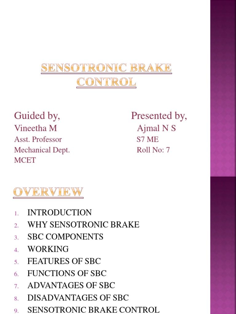 Sensotronic Brake Control PDF Anti Lock Braking System