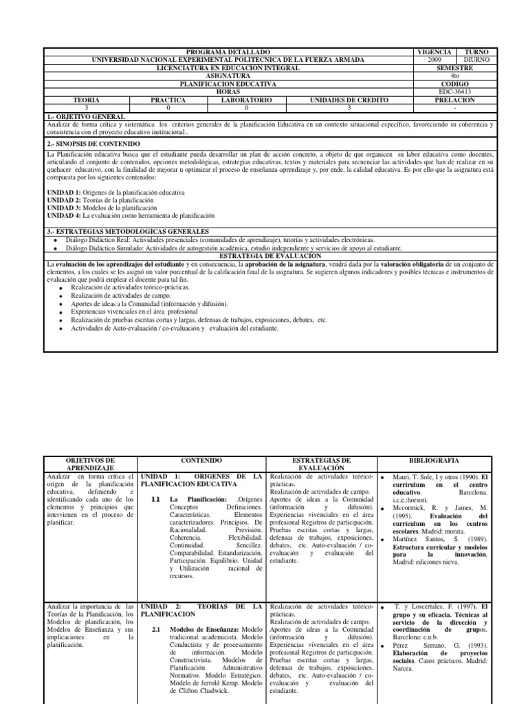Modelos de Planificación Educativa | PDF | Evaluación | Plan de estudios