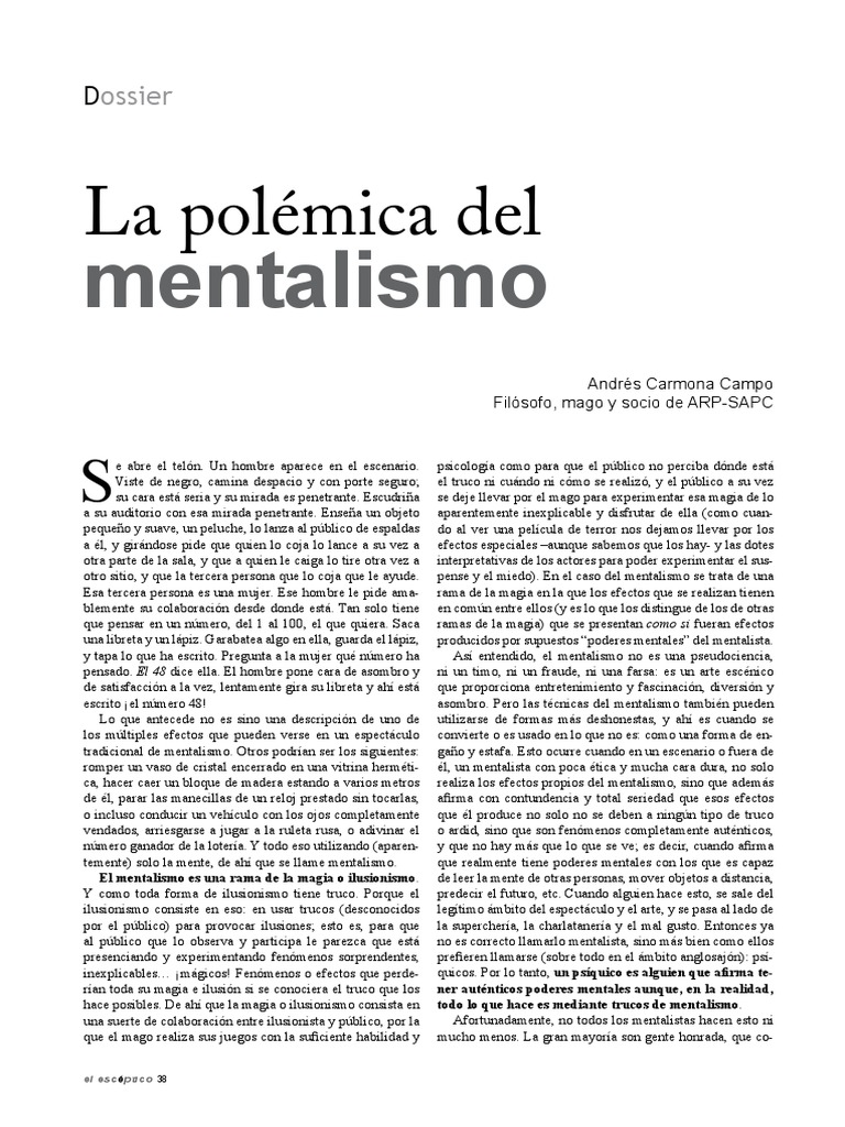 Mental Ismo The Game PDF | PDF | Magia (Ilusion) | Mentalismo