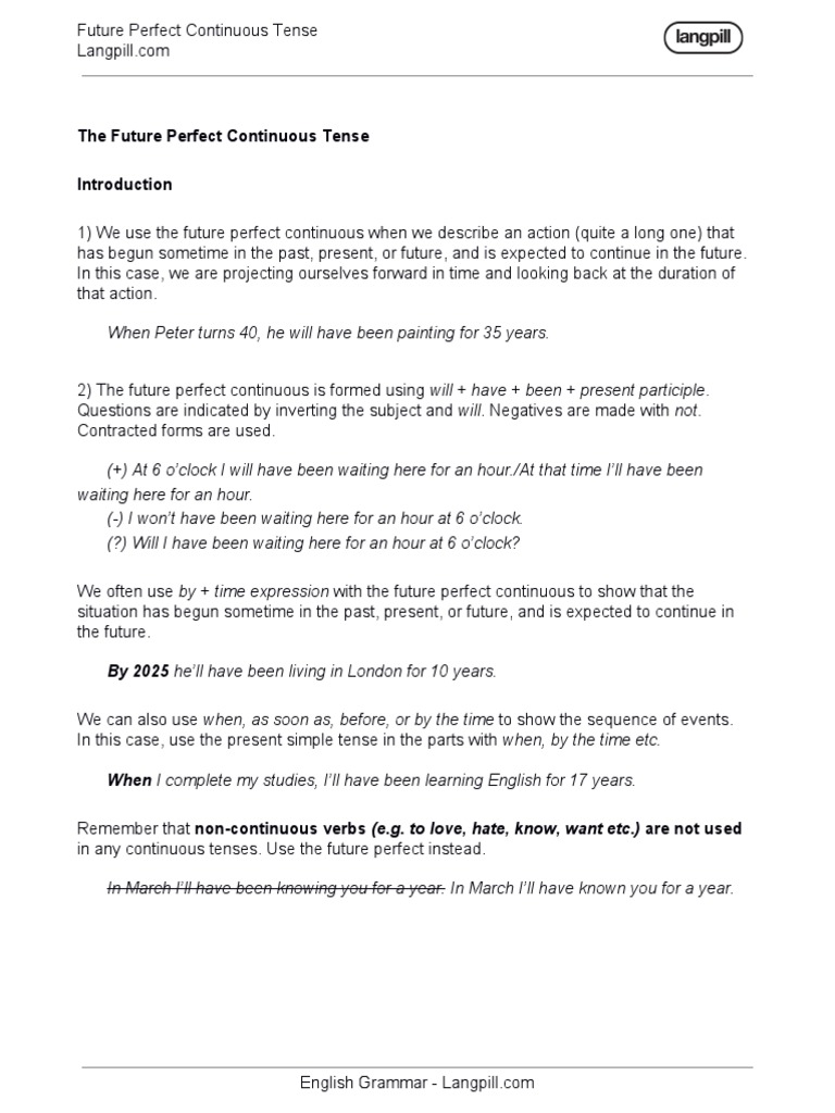 5.1 6. (Textbook) Future Perfect Continuous PDF | PDF | Grammatical ...