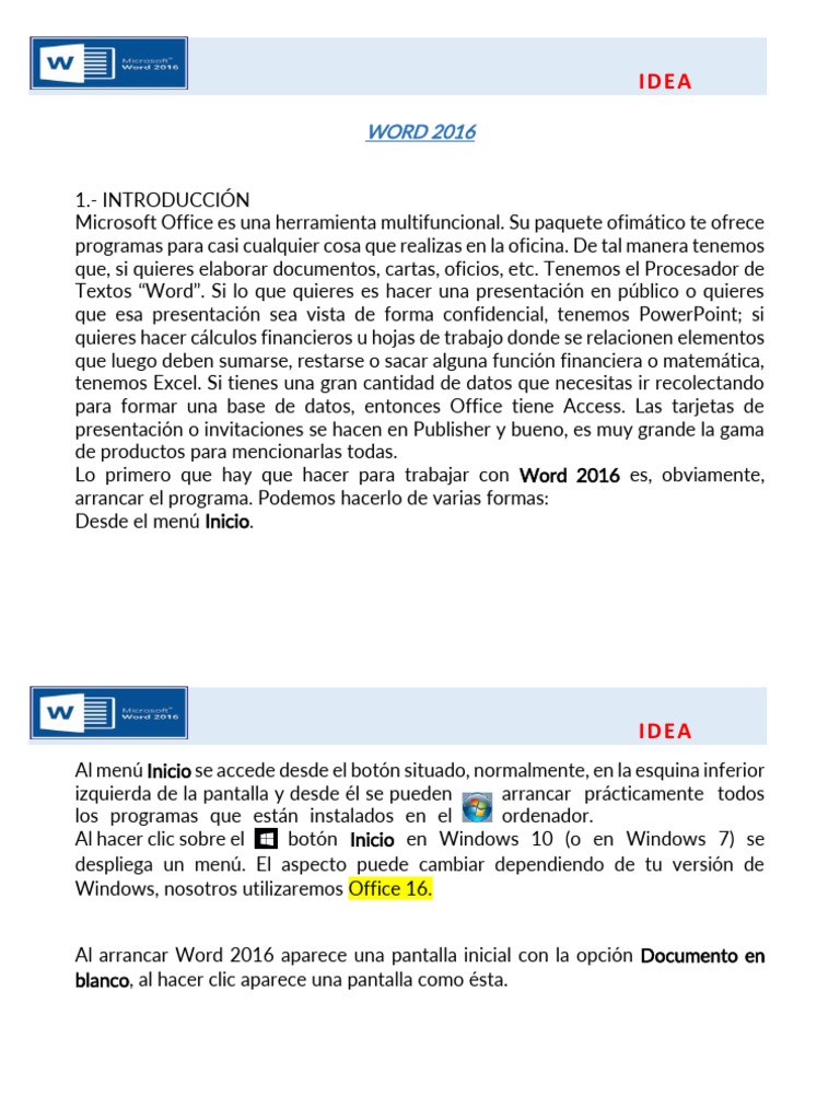 Curso Word 2016 | PDF | Microsoft Word | Archivo de computadora