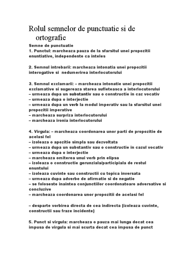 Rolul Semnelor de Punctuatie | PDF