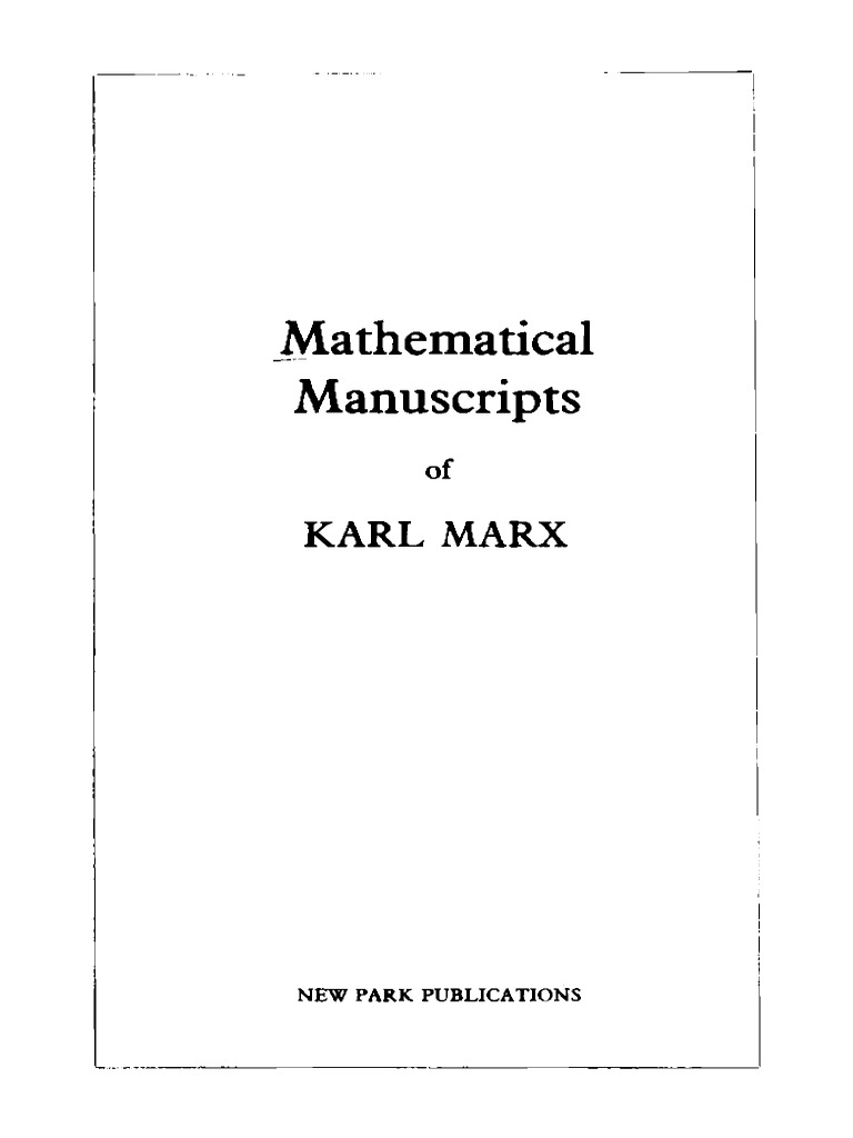 Marx Mathematical Manuscripts 1881 PDF PDF Calculus Derivative