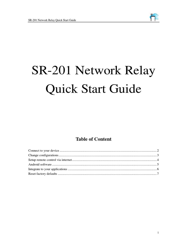 SR-201 Network Relay Quick Start Guide | PDF | Transmission Control ...