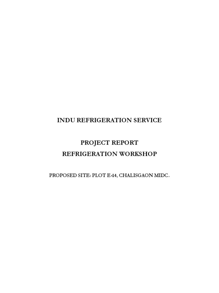 Industrial Refrigeration Detailed Project Report PDF Refrigeration