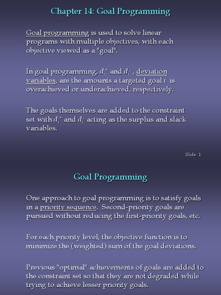 LP Goal Programming (Linear Programming) | PDF | Linear Programming ...