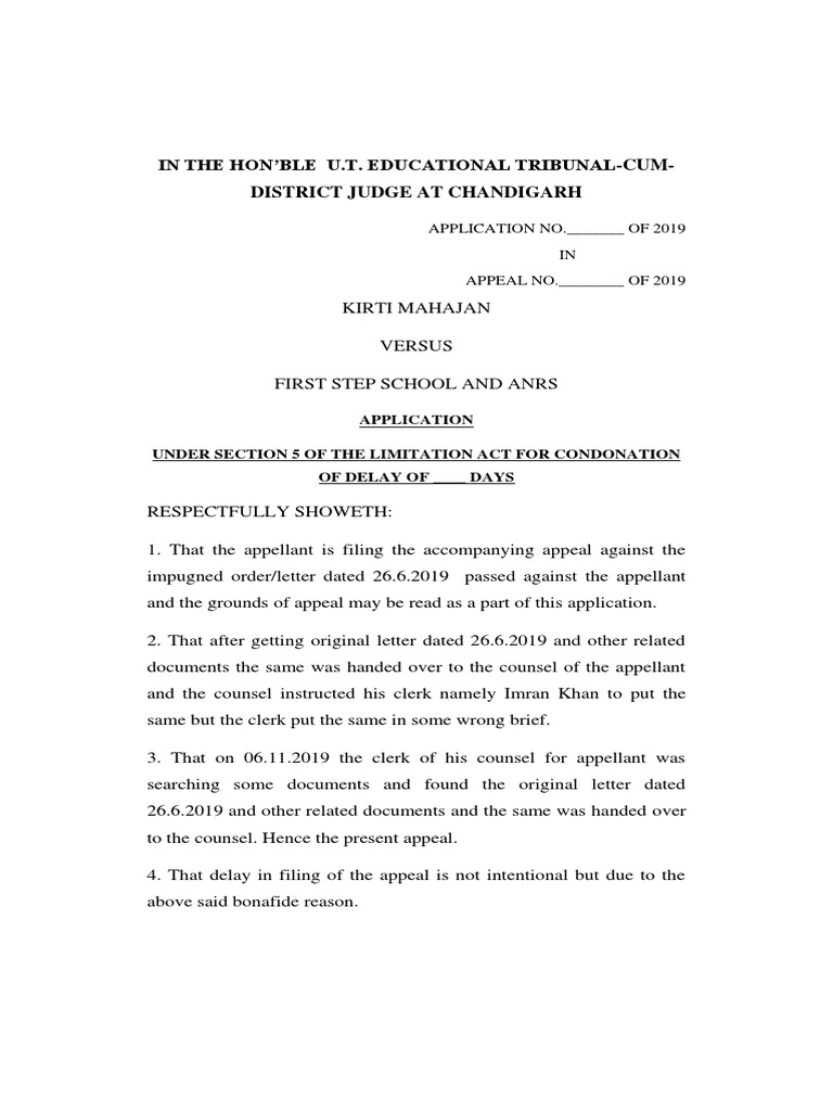 Condonation of Delay PDF