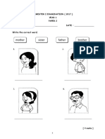 Mother Father Sister Brother: Write The Correct Word