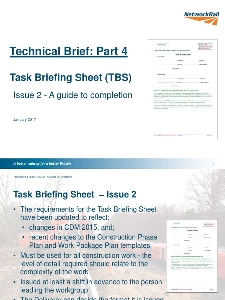 Task Briefing Sheet Issue 2 A Guide to Completion PDF Risk