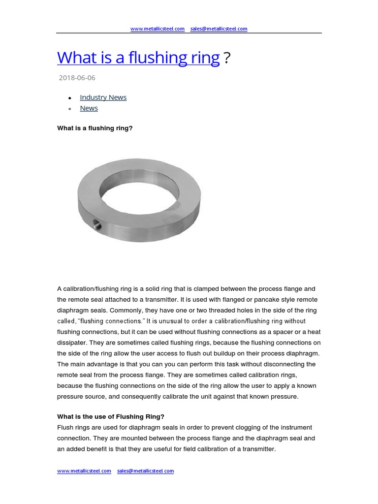 What Is A Flushing Ring PDF Mechanical Engineering Plumbing