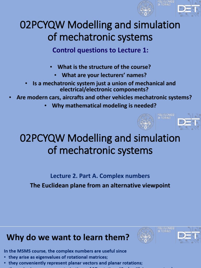 02PCYQW Modelling and Simulation of Mechatronic Systems: Control ...