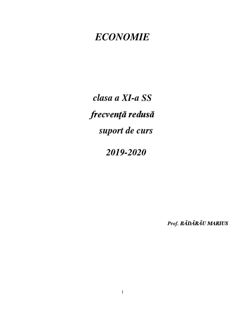 Sinteza Economie Clasa A Xi A Ss Seral Economie Autorecovered
